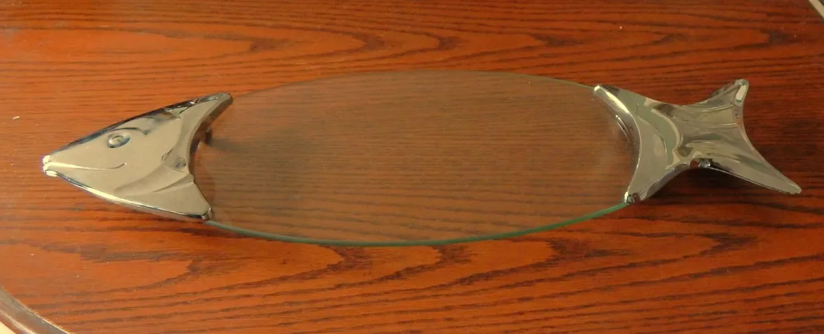 Chrome and Glass Serving Platter - Image 1