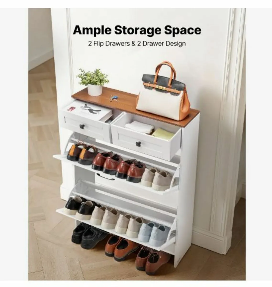 Shoe Cabinet with 2 Flip Drawers - Image 1