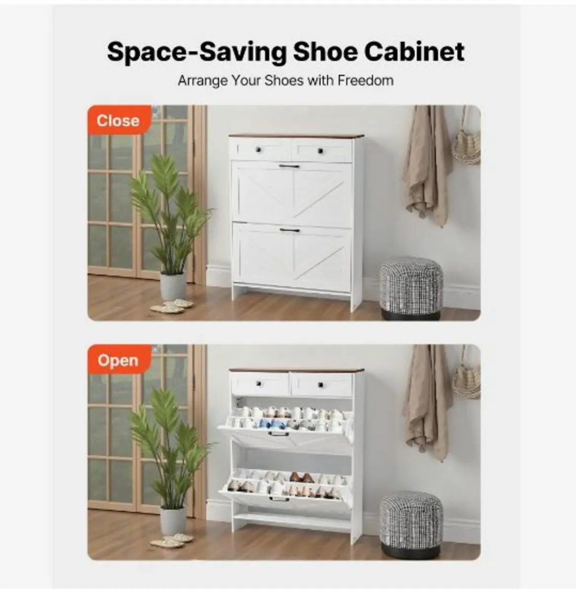 Shoe Cabinet with 2 Flip Drawers - Image 2