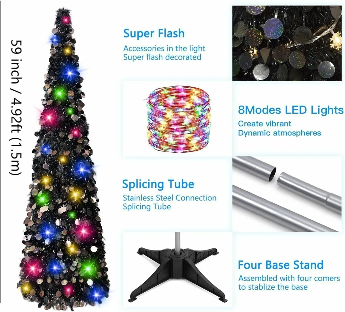 Christmas Tree, 5ft Collapsible Pop Up home office - Image 4