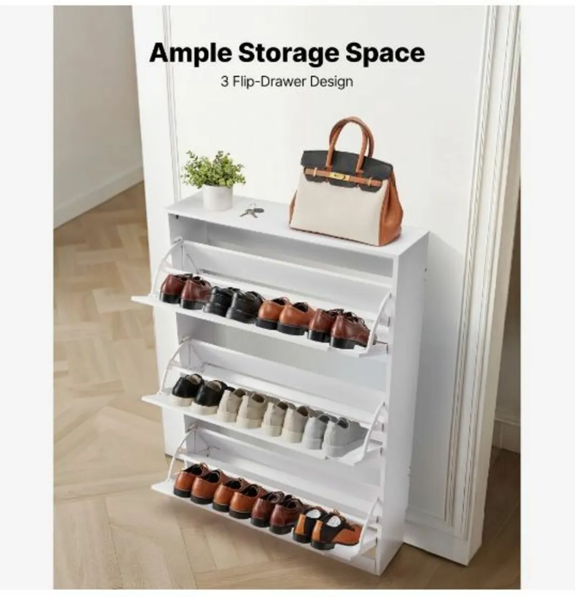 Shoe Cabinet with 3 Flip Drawers - Image 3