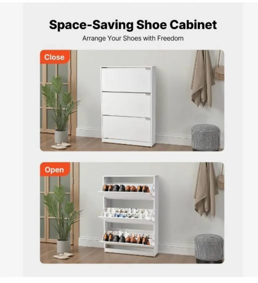 Shoe Cabinet with 3 Flip Drawers - Image 4
