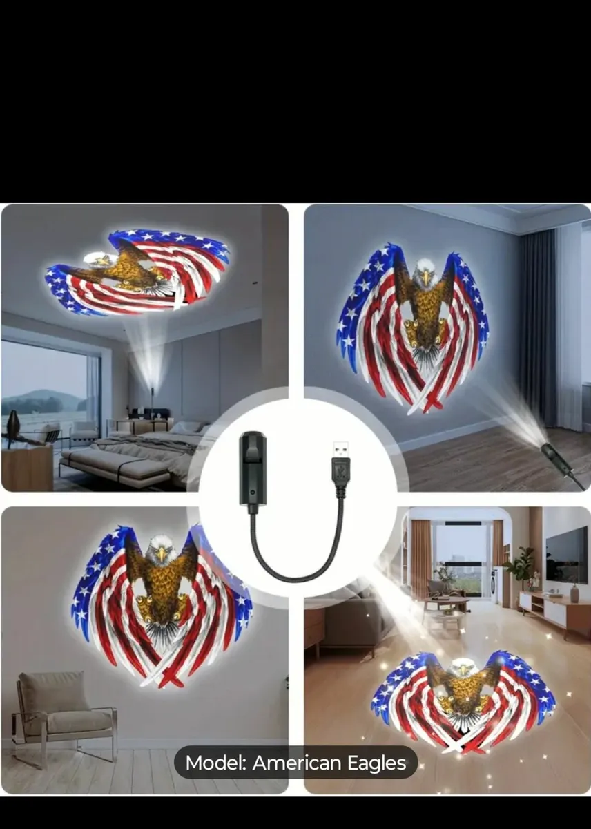 American Flag Eagle Projector USB
