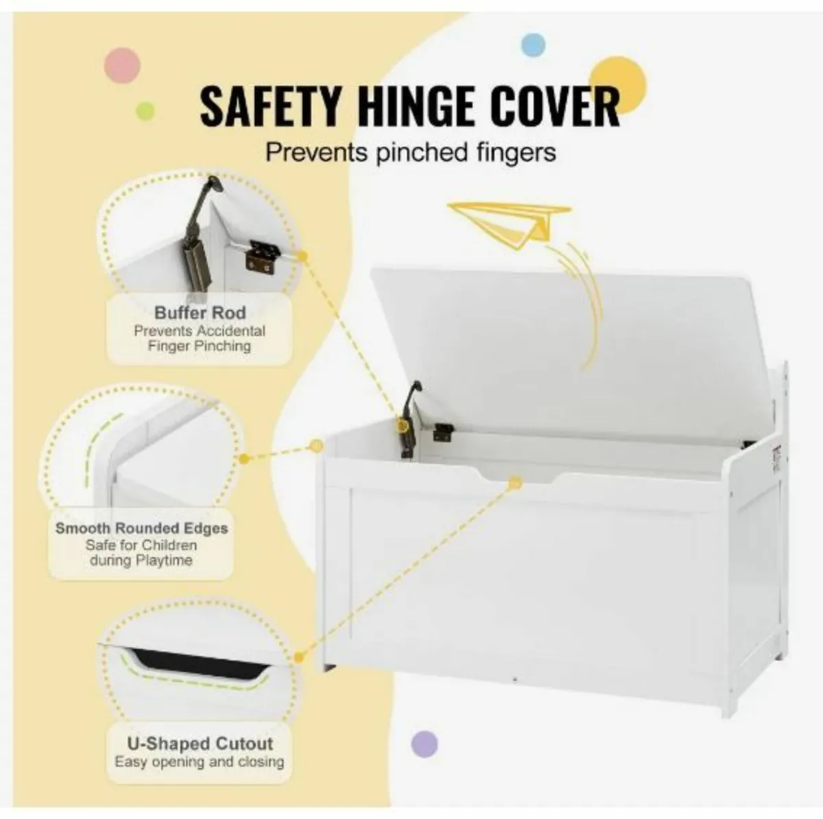 Wooden Toy Chest for Kids, Toddler Toy Storage - Image 4