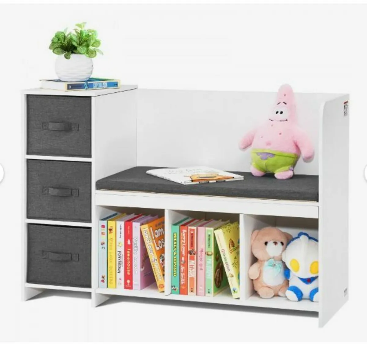 Kids Reading Nook Bench, Toddler Bookshelf - Image 1