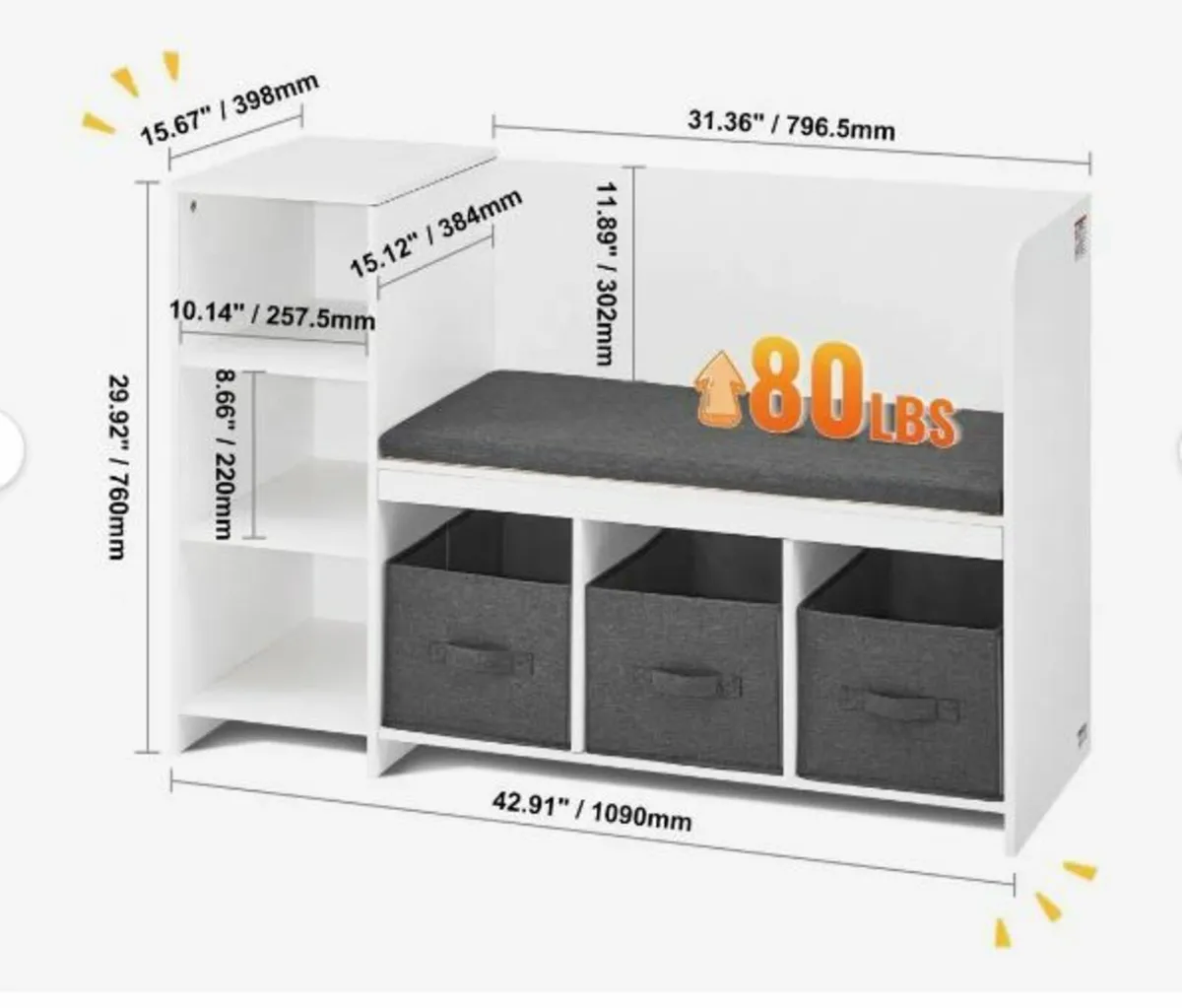 Kids Reading Nook Bench, Toddler Bookshelf - Image 2