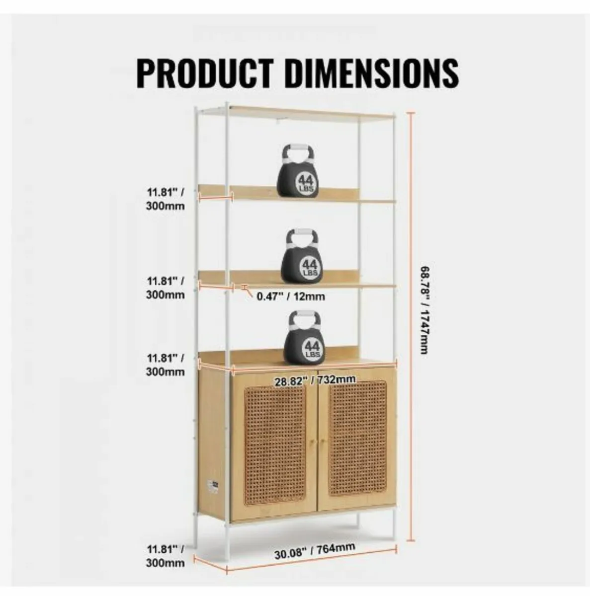 Rattan Bookshelf, Ladder Shelf - Image 2