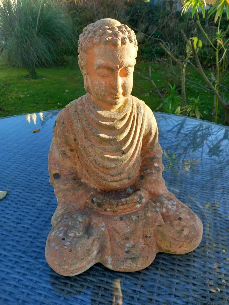 Mid Century terracotta Buddha, heavy, D18 - Image 1