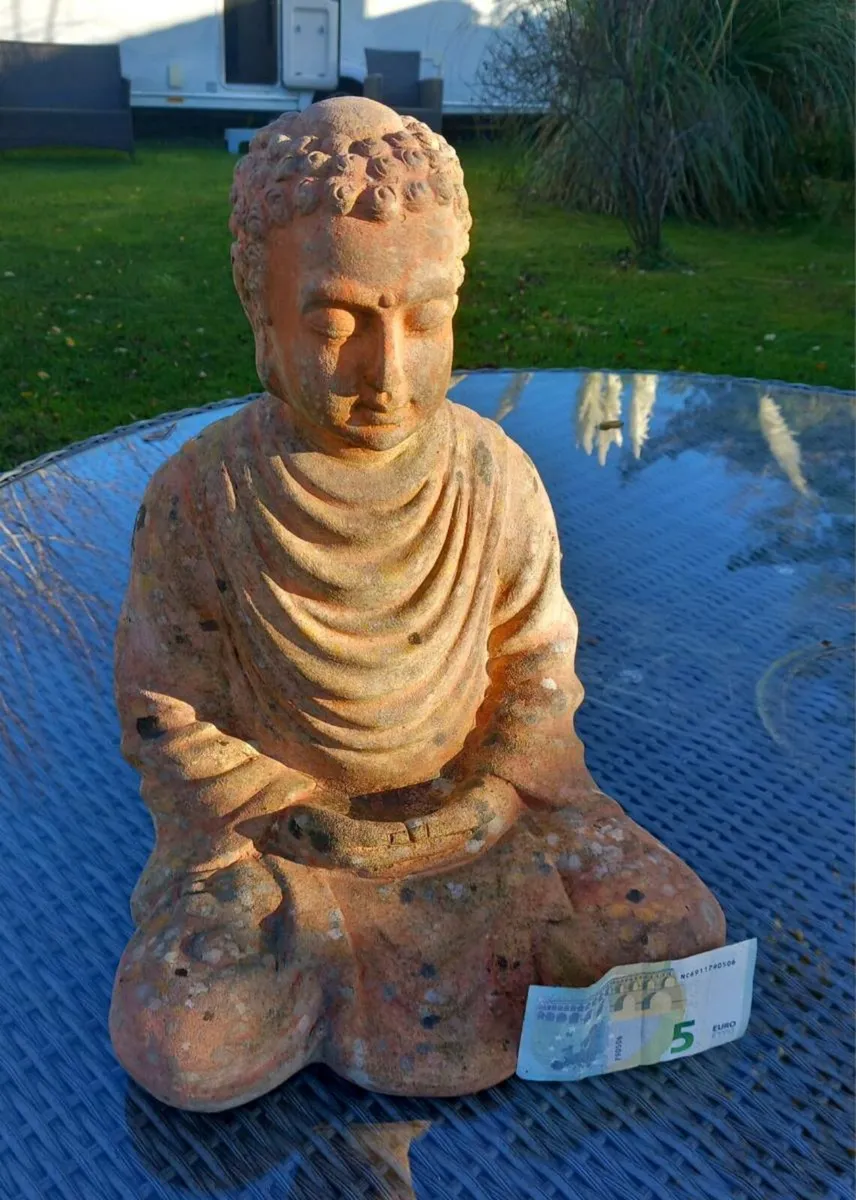 Mid Century terracotta Buddha, heavy, D18 - Image 2