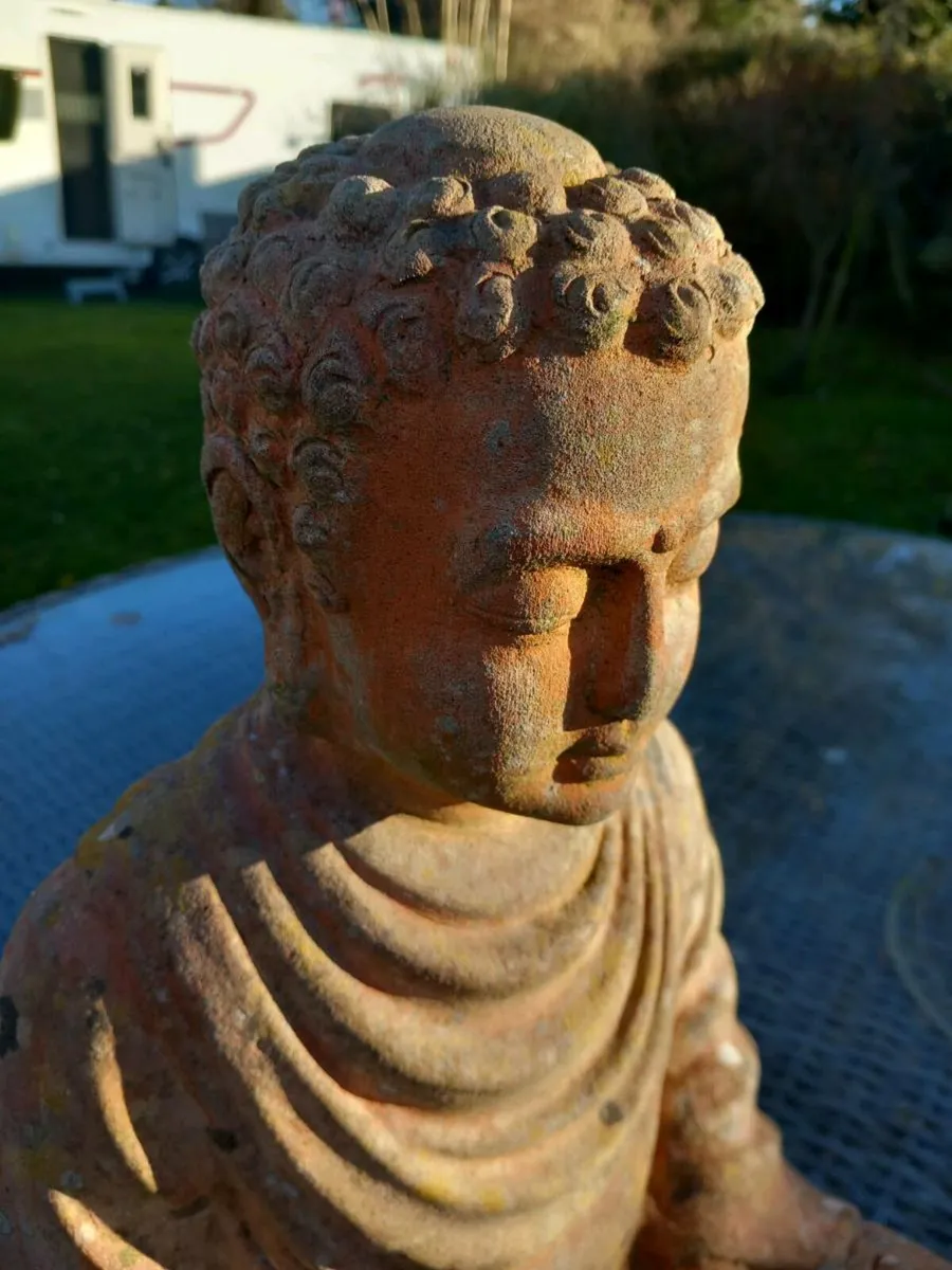 Mid Century terracotta Buddha, heavy, D18 - Image 3