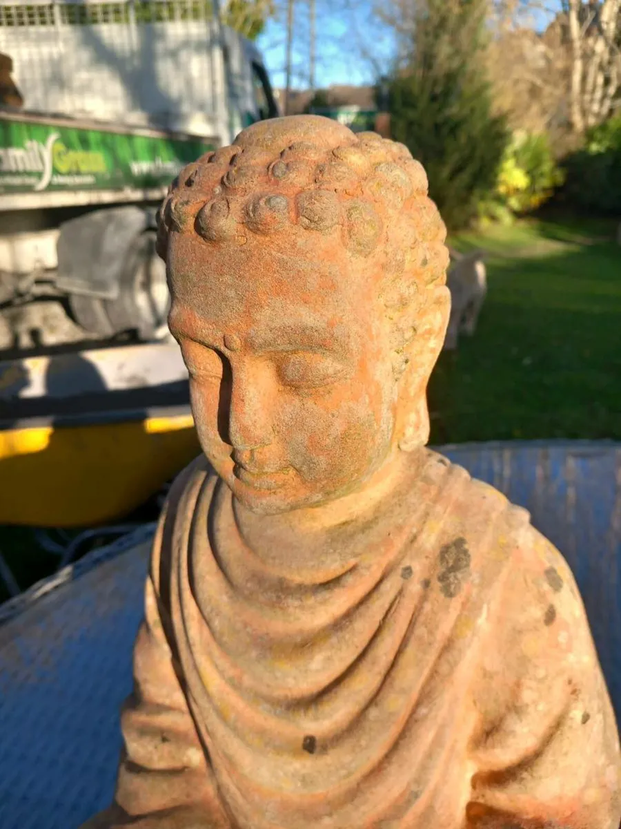 Mid Century terracotta Buddha, heavy, D18 - Image 4