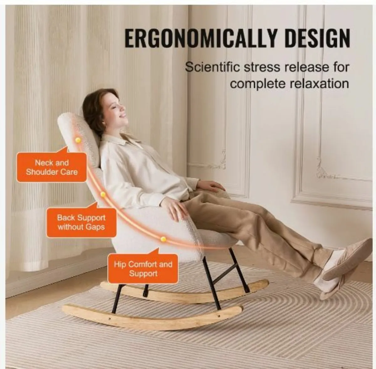 Nursery Rocking Chair, 250 lbs Weight Capacity - Image 2