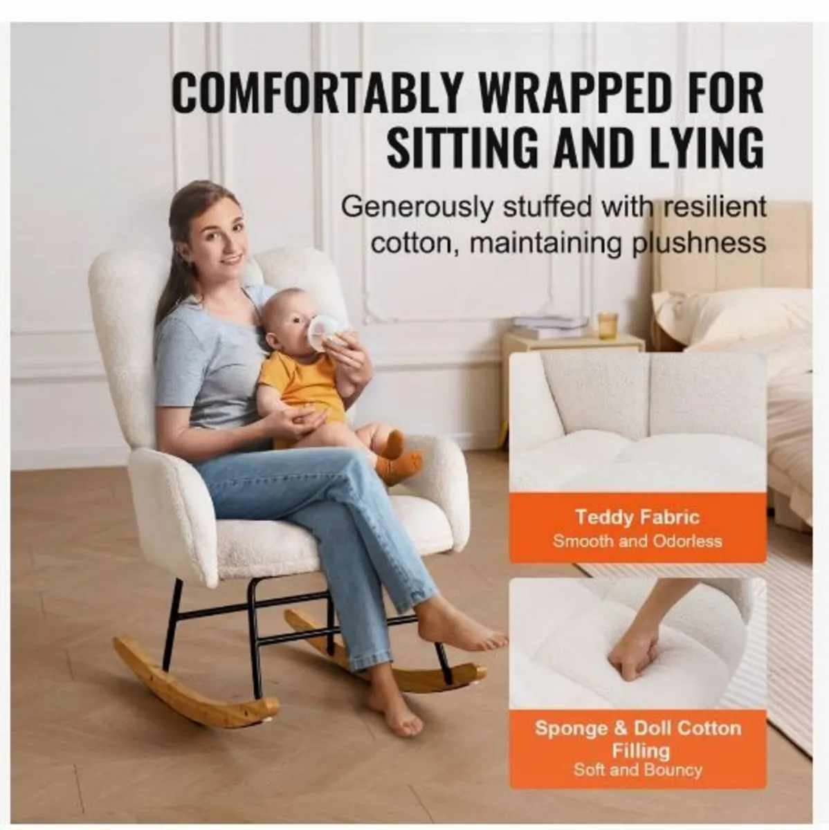 Nursery Rocking Chair, 250 lbs Weight Capacity - Image 4