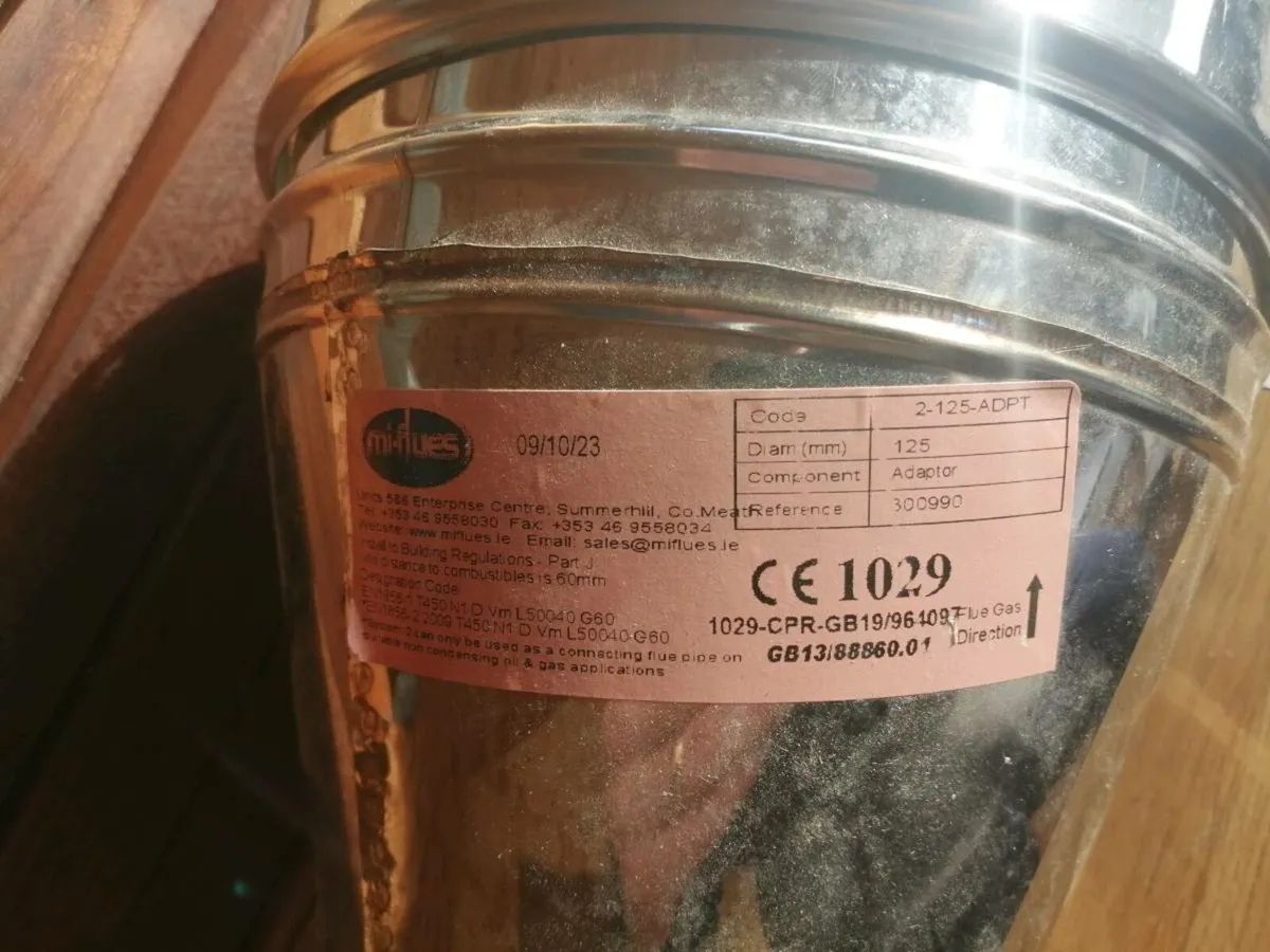 5" Twin to single wall flue pipe connector - Image 2