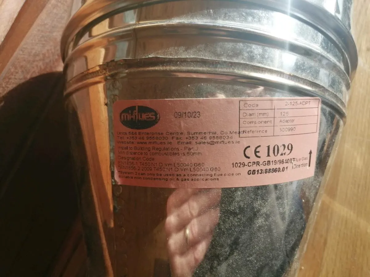 5" Twin to single wall flue pipe connector - Image 3