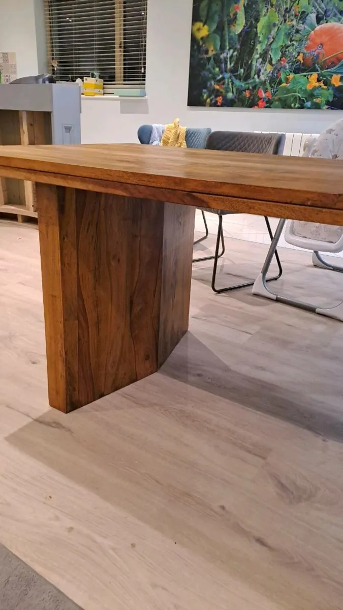 walnut dining table with chairs - Image 3