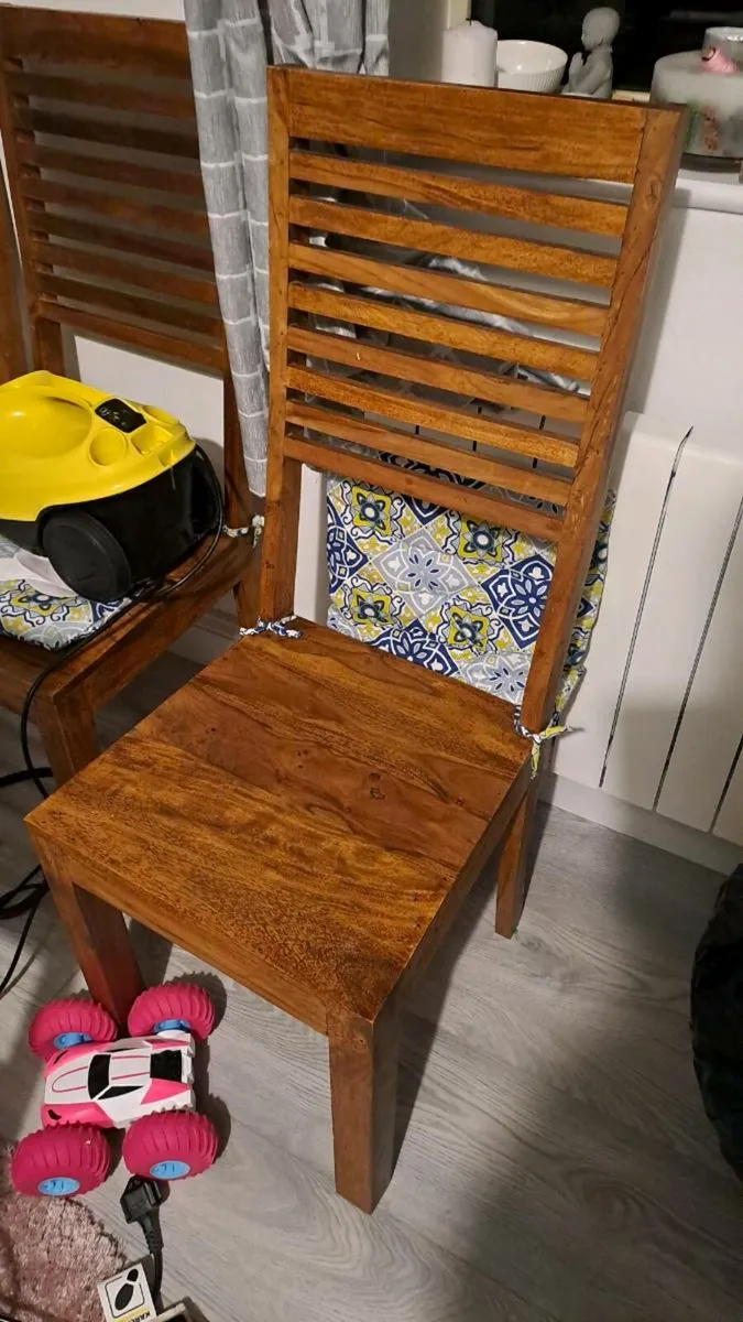 walnut dining table with chairs - Image 4