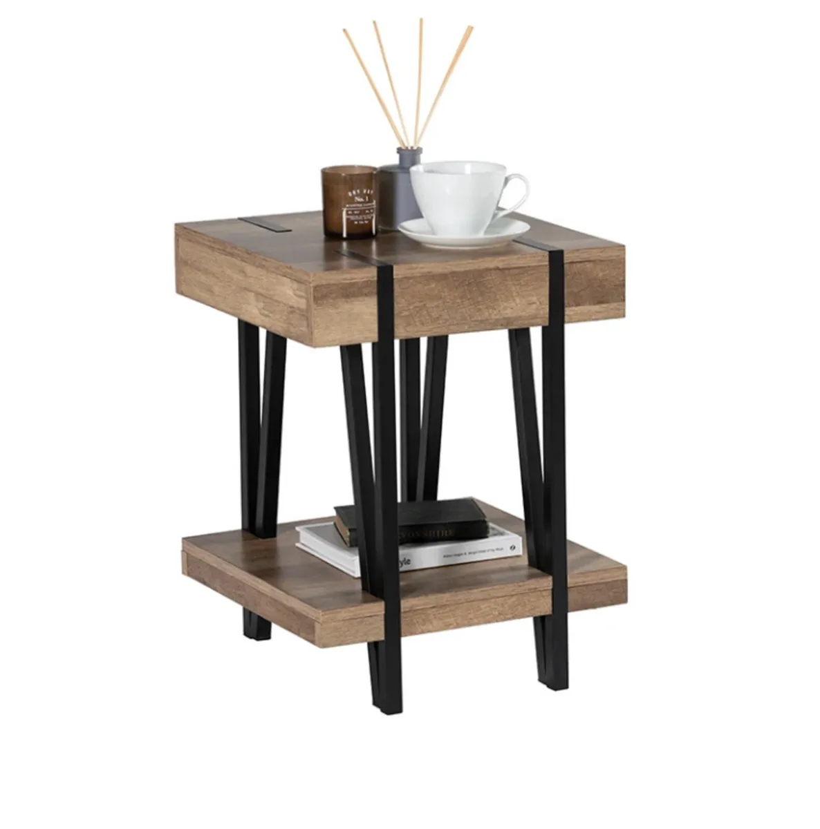 Contemporary Coffee Side Table with Metal - Image 3