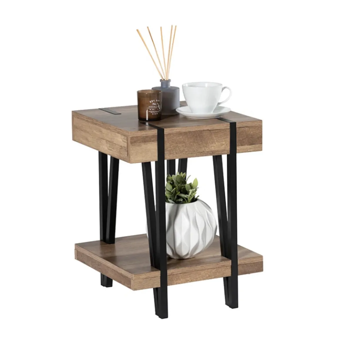 Contemporary Coffee Side Table with Metal - Image 4