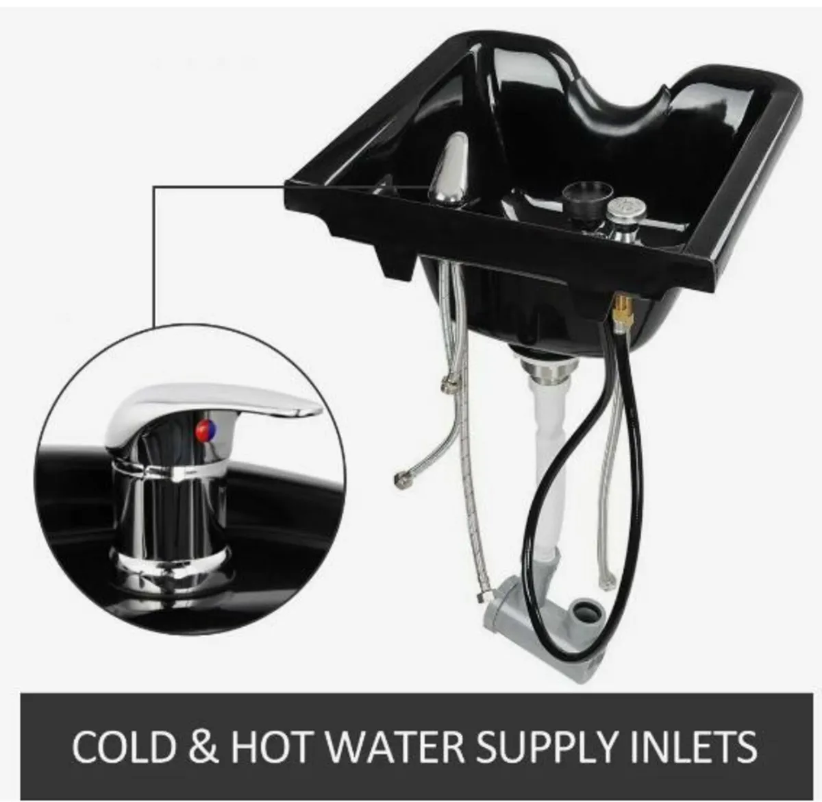 Shampoo Bowl Black ABS Plastic Salon - Image 3