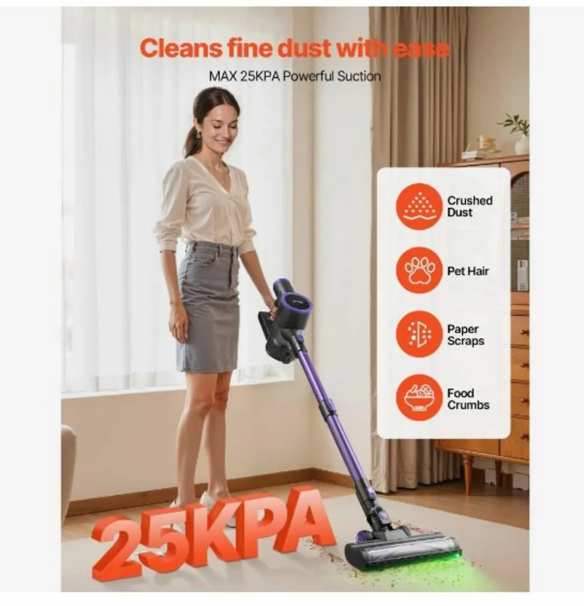 Cordless Vacuum Cleaner, 25KPA Max Powerful - Image 3
