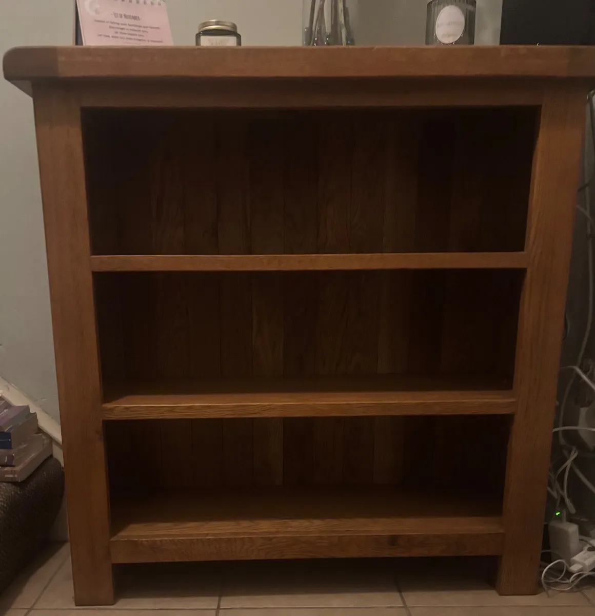 Solid oak shelving unit