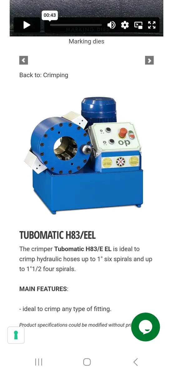 Hydraulic Crimping machine & fittings - Image 1