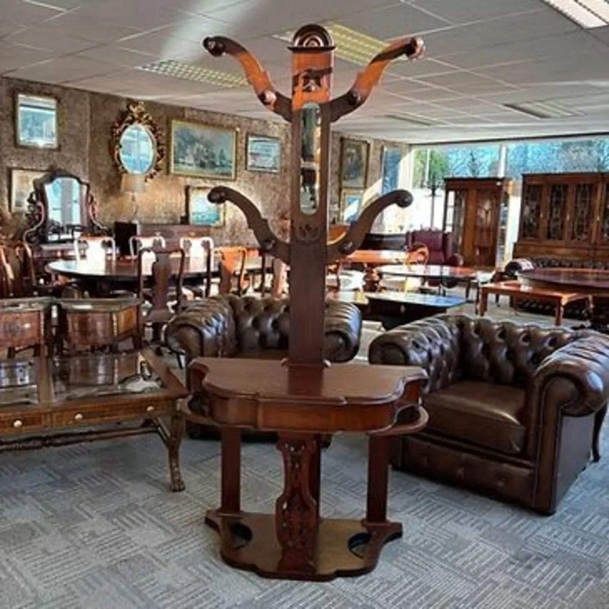 Victorian mahogany tree hall stand with narrow cen