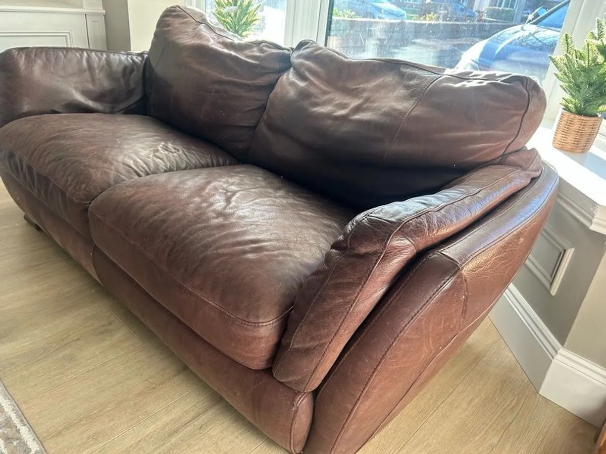 2 seater natural leather sofa - Image 1