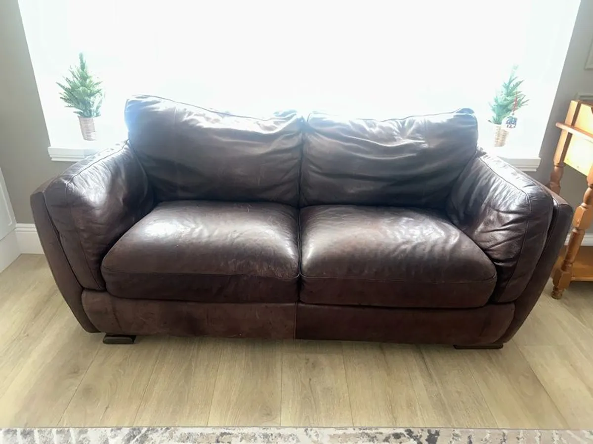 2 seater natural leather sofa - Image 3