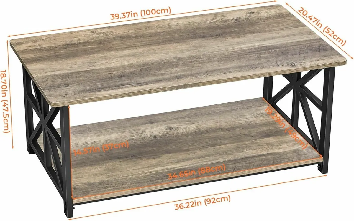 Home Office Coffee Table 2-Tier Storage 100 cm - Image 3