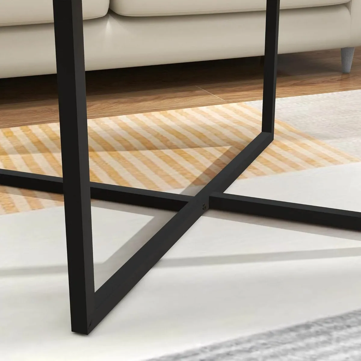 80cm Round Coffee Table Brown Sofa Living room - Image 3