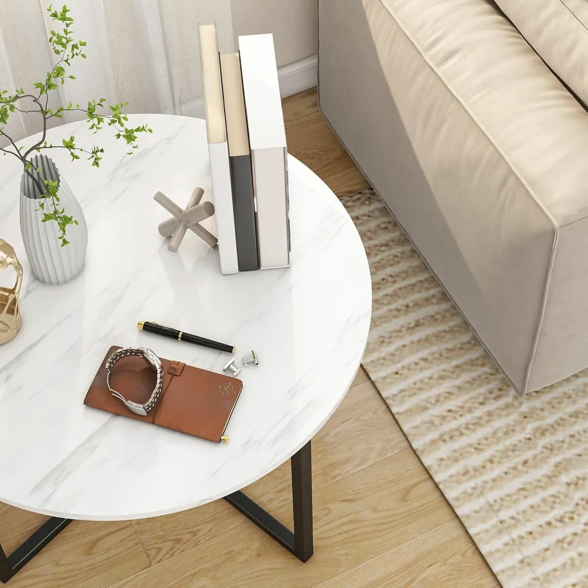 Round Coffee Table Living Room cafe office - Image 1