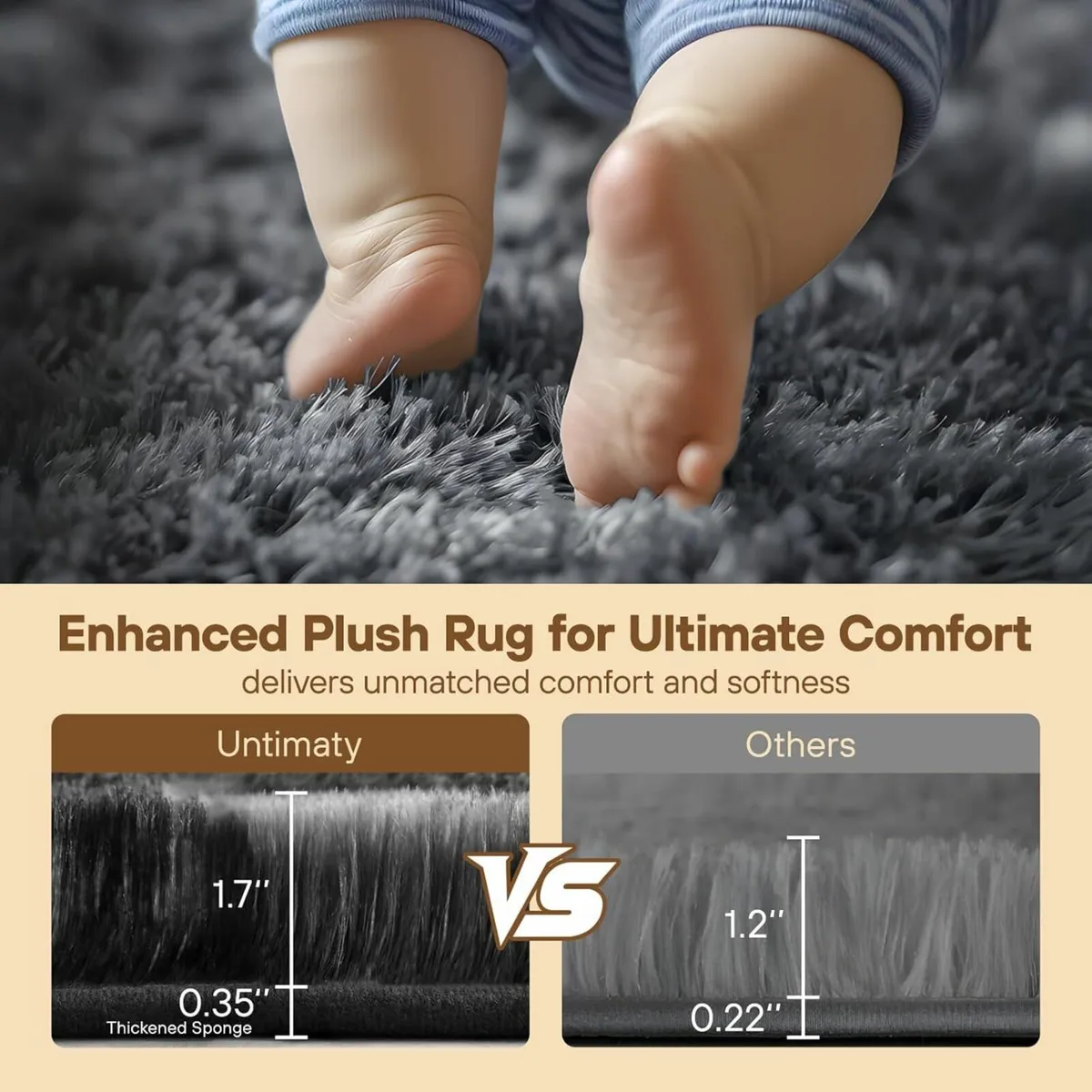 160x230cm Grey Large Rug Christmas Soft Fluffy - Image 2