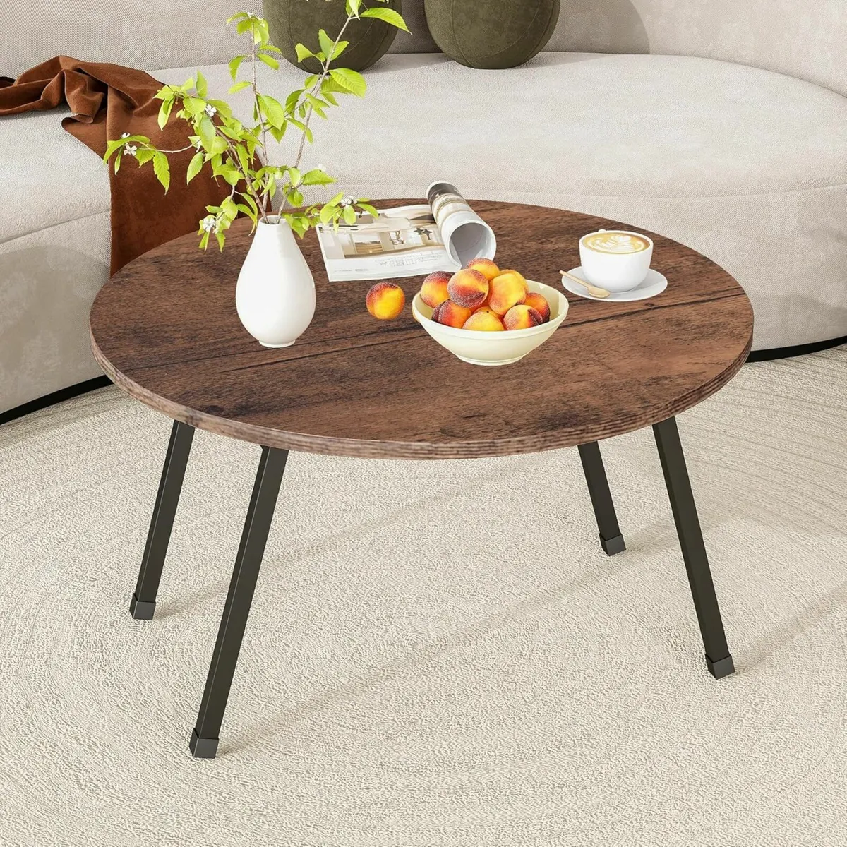 Folding Coffee Table Round  Living Room Bedroom - Image 1