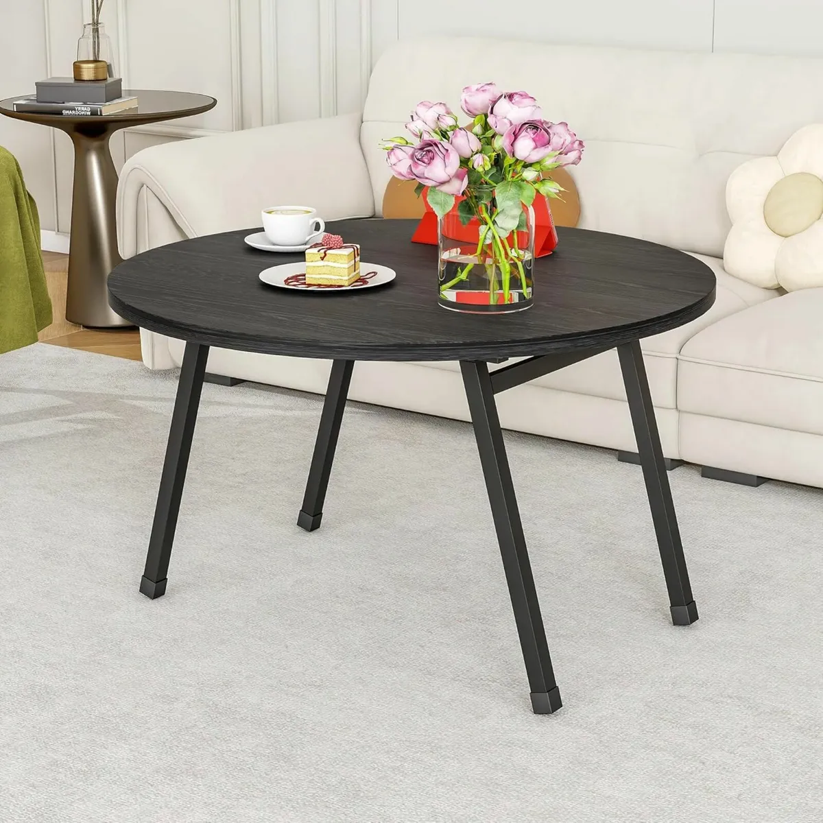 Folding Coffee Table Round Living Room/Bedroom - Image 4