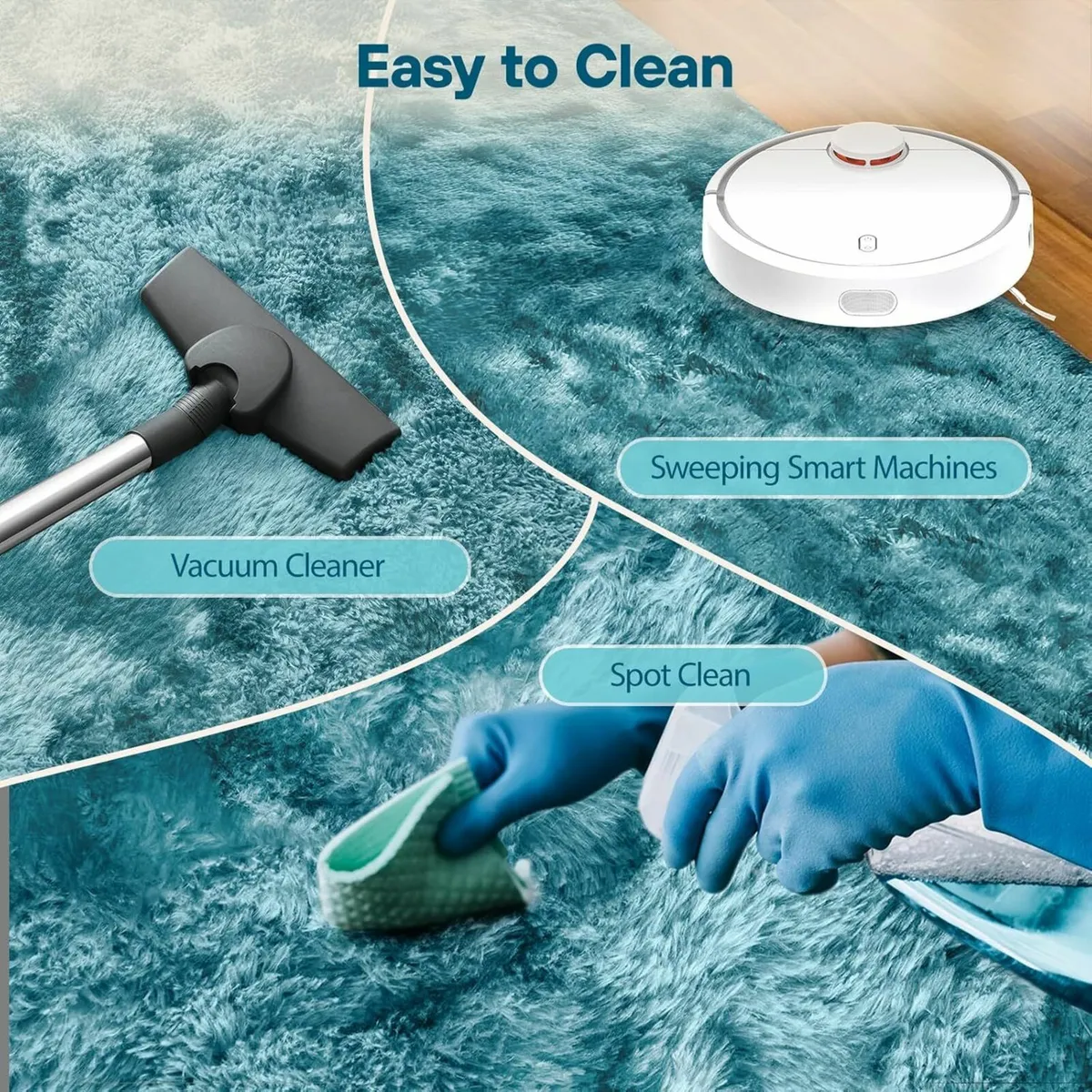 Christmas Rugs  Blue Green Large 160x230cm - Image 3