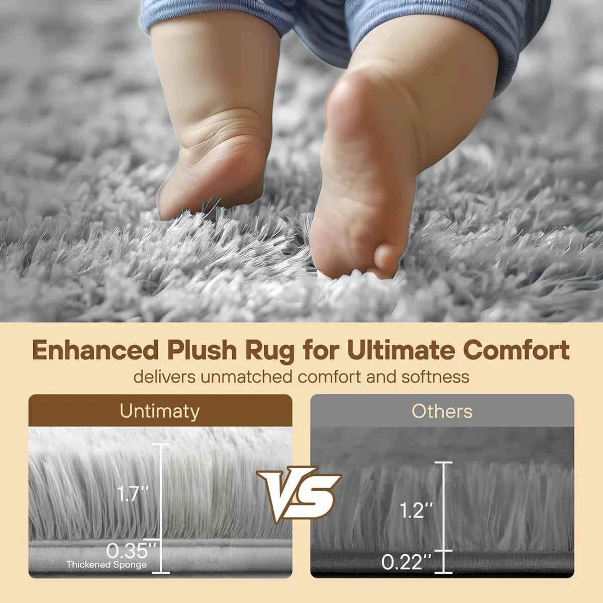 Christma Rug 160x230cm Grey Large Rug Soft Fluffy - Image 3