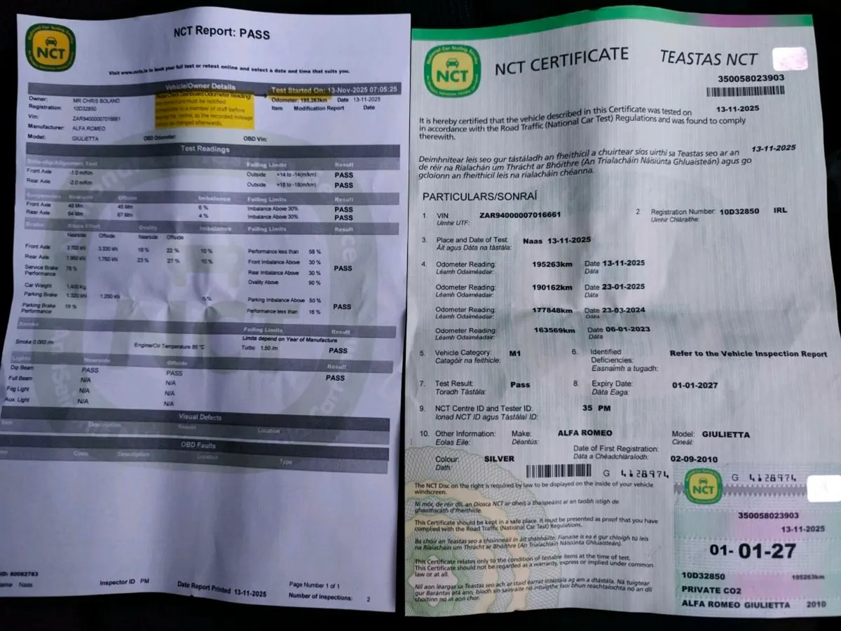 NCT Jan 27 Alfa Romeo Giulietta 1.6 Diesel Lusso - Image 3