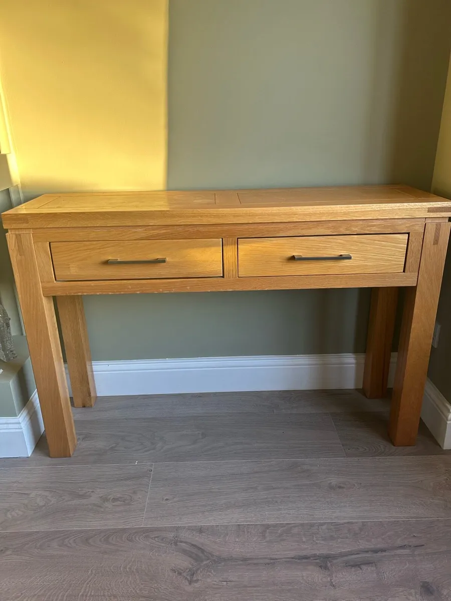 Solid oak console table - Image 1