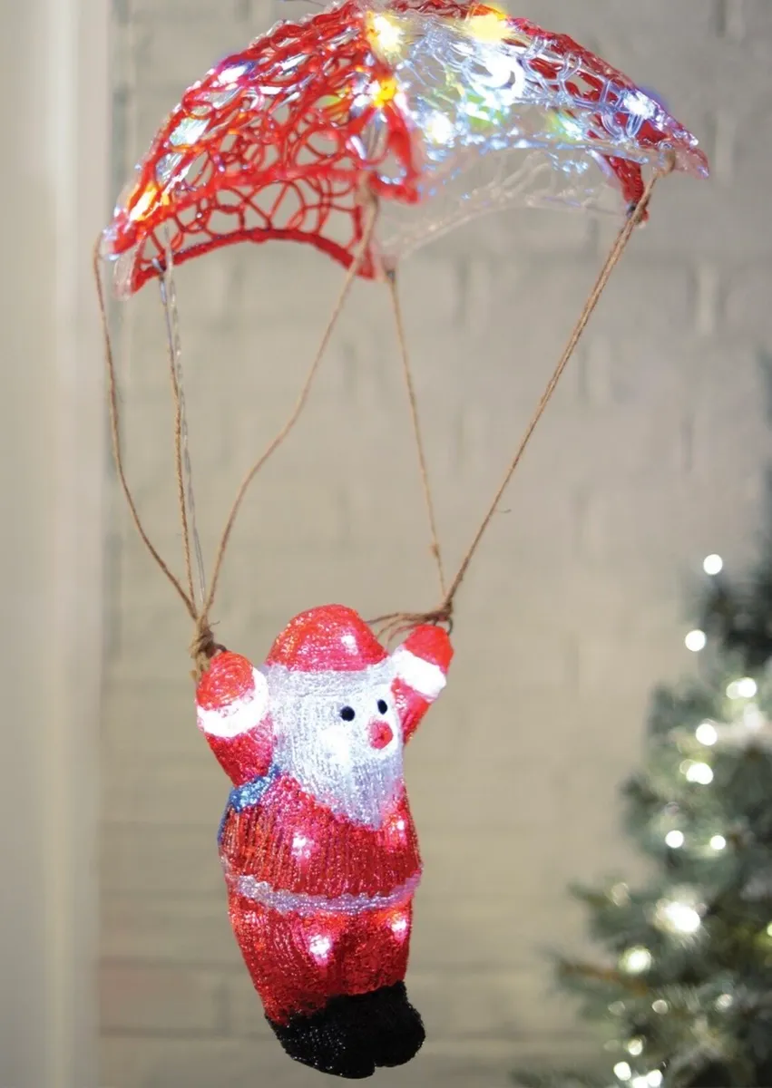 Acrylic LED Parachuting Santa - Image 1
