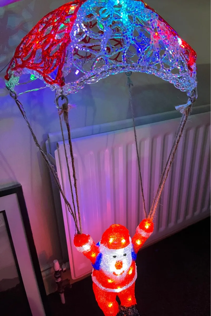 Acrylic LED Parachuting Santa - Image 2