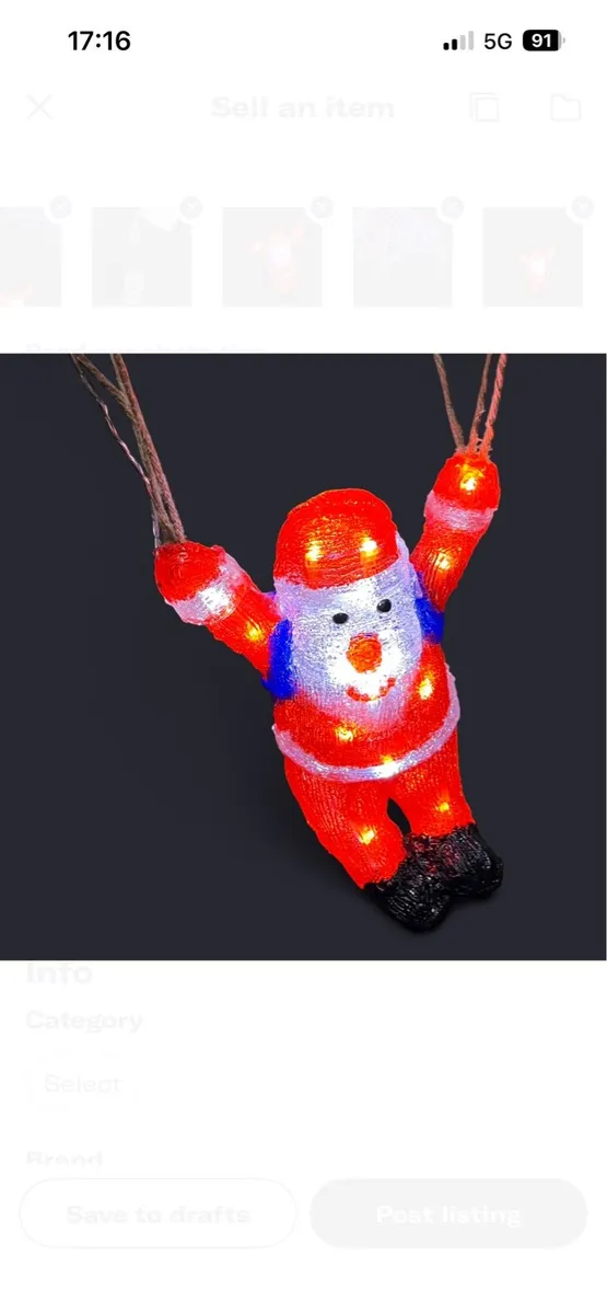 Acrylic LED Parachuting Santa - Image 4