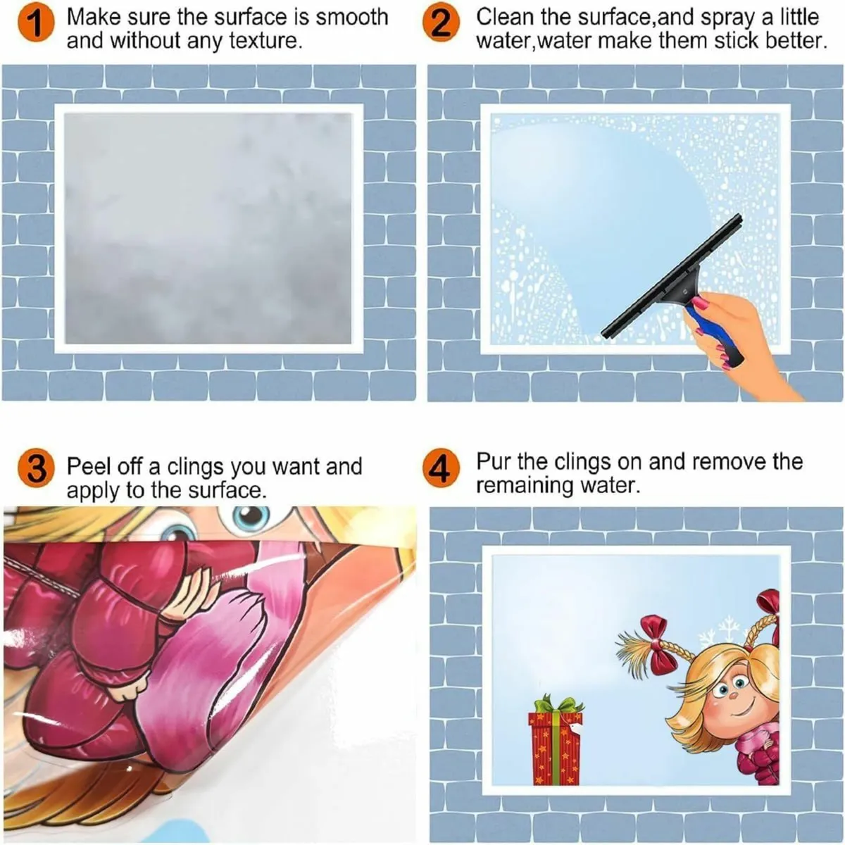 Grinch Christmas Window Stickers, Double Printed - Image 2