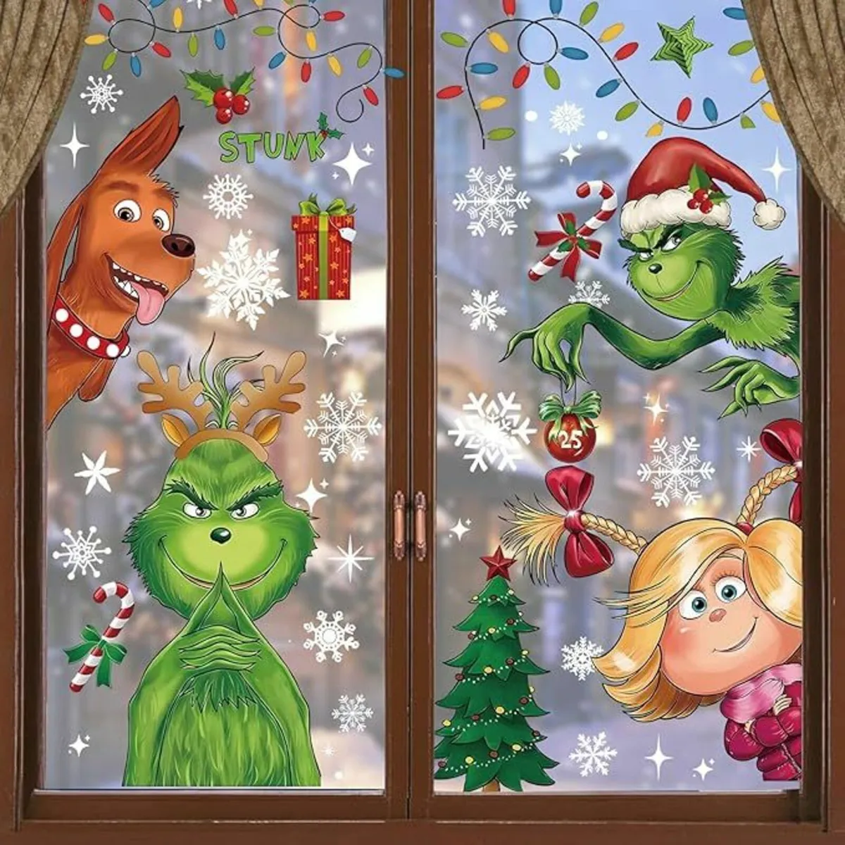 Grinch Christmas Window Stickers, Double Printed - Image 4