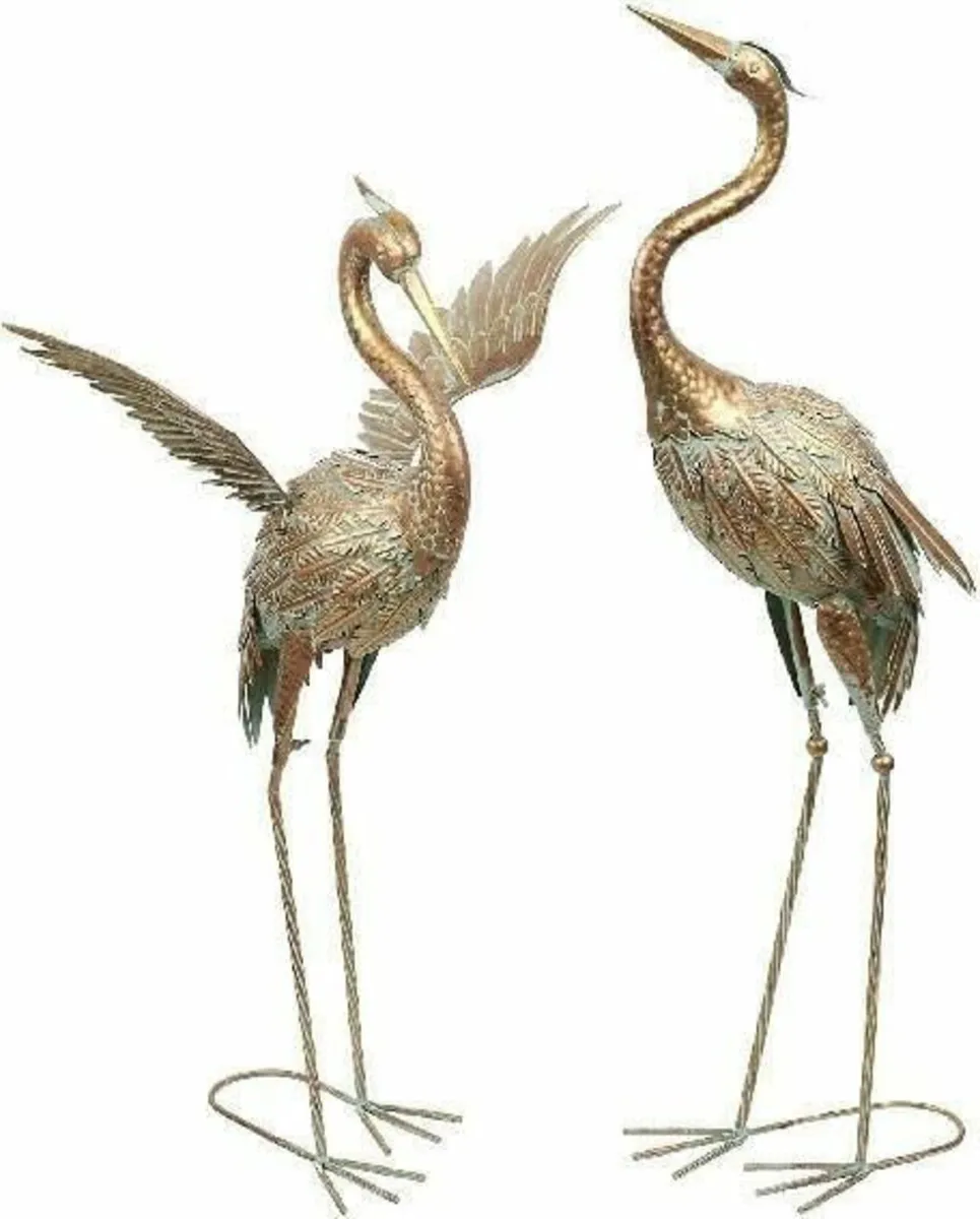 Large Garden Ornaments Outdoor 2pcs Metal Crane - Image 1