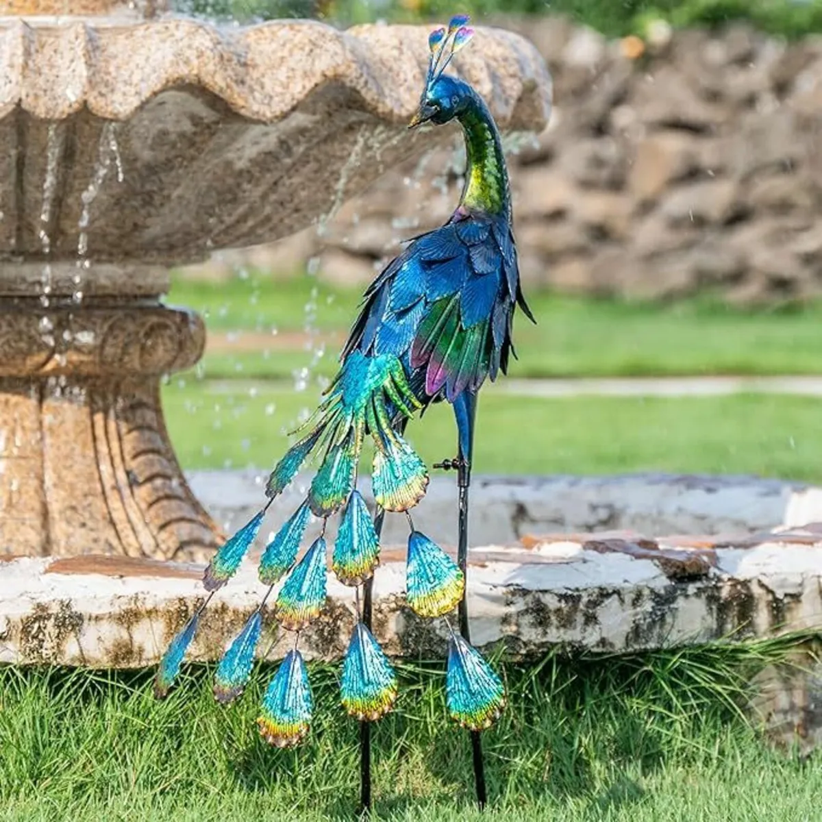 Large Garden Ornaments Outdoor Standing Peacock - Image 2