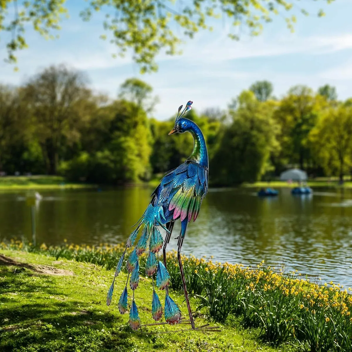 Large Garden Ornaments Outdoor Standing Peacock - Image 3