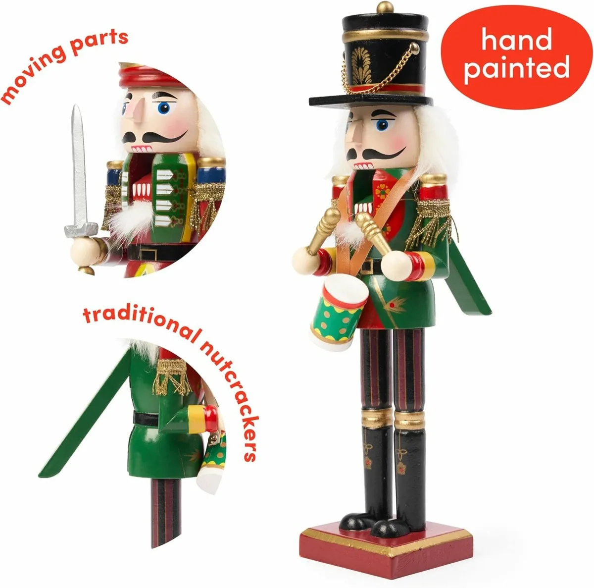 2 Wooden Christmas Nutcracker Soldiers, 30cm - Image 2