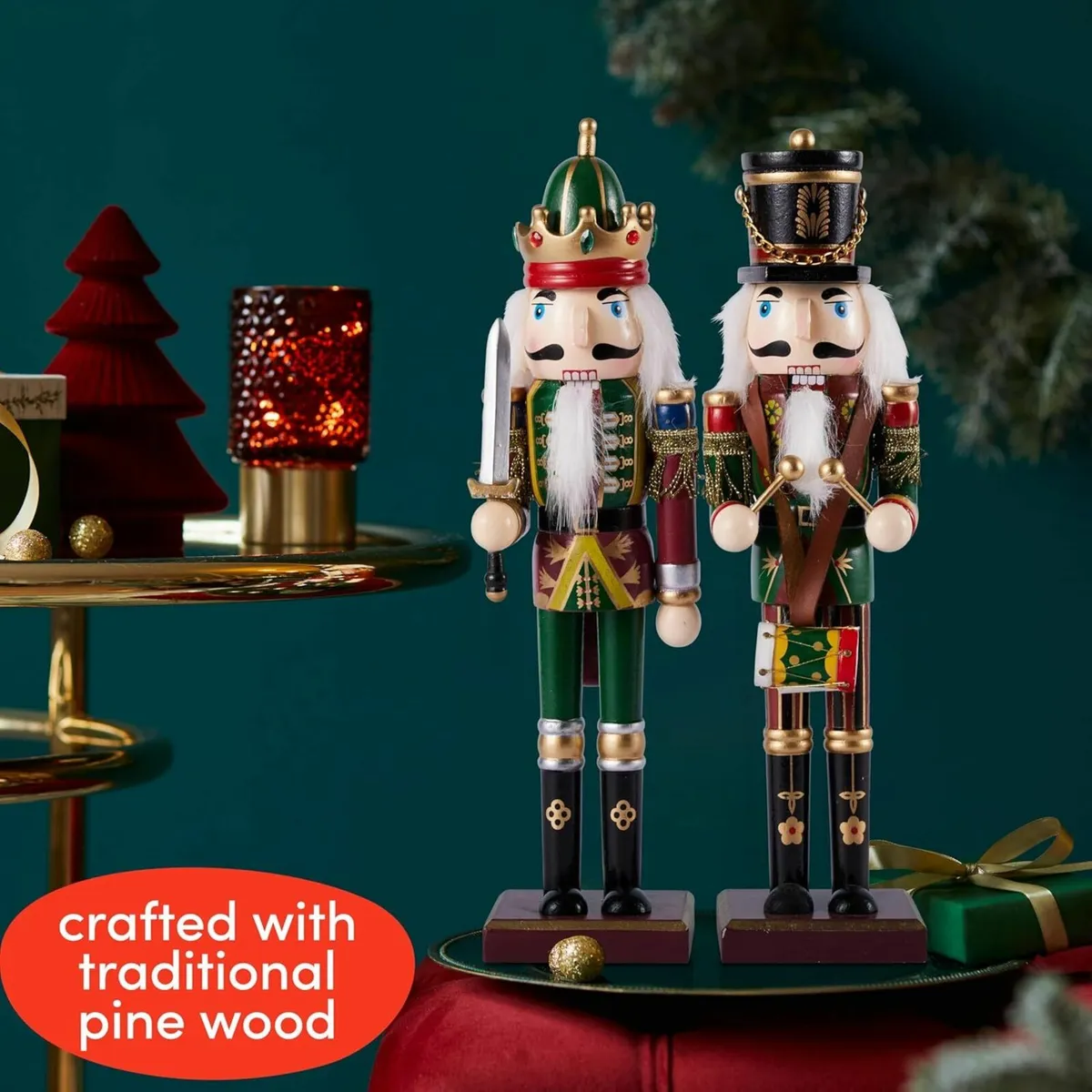 2 Wooden Christmas Nutcracker Soldiers, 30cm - Image 3